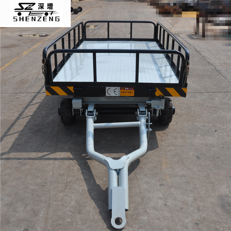 低平板拖车 1T带护栏可转向牵引直立刹车超低平板运输车