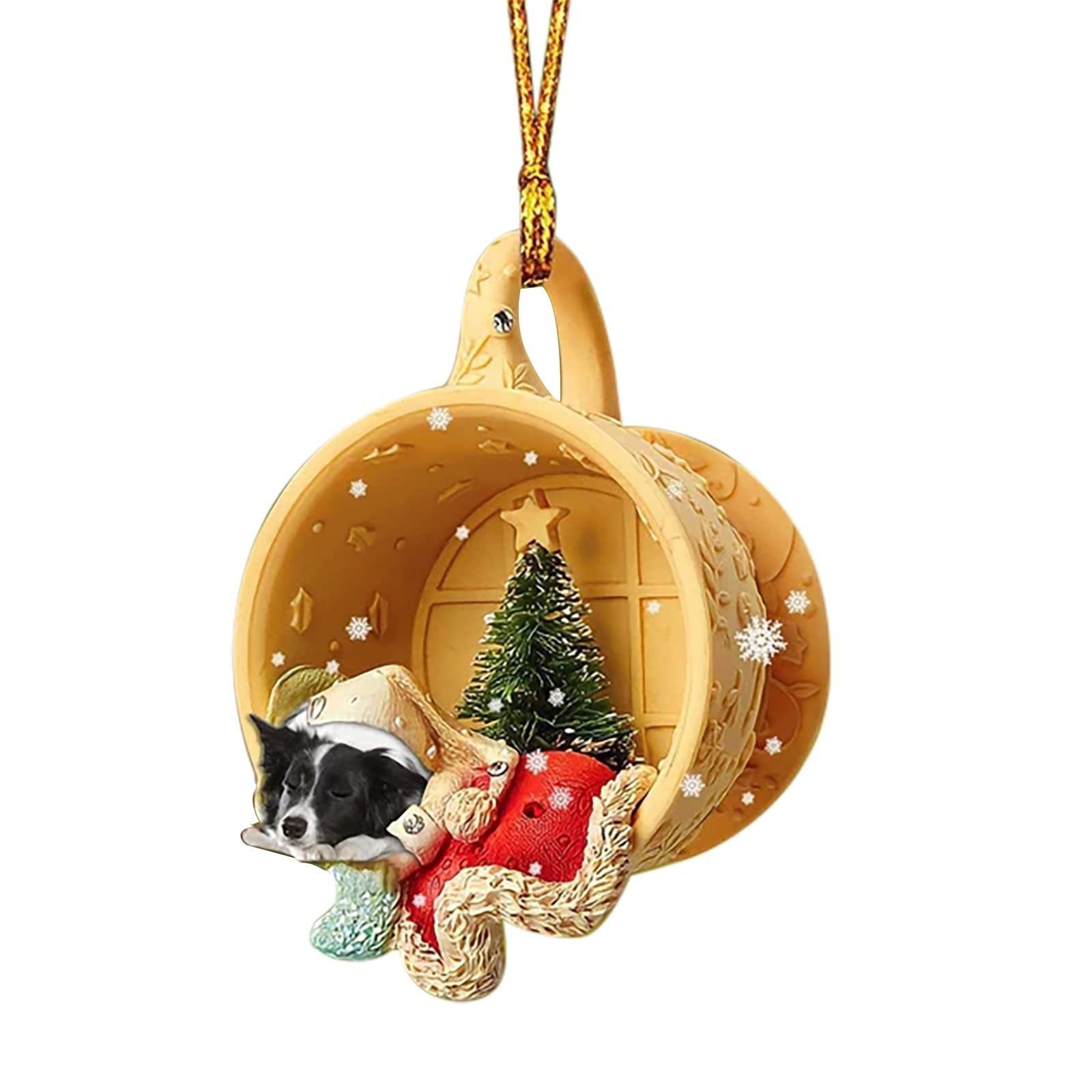 Transfronterizo nuevo acrílico taza plana perro mascota decoraciones de Navidad coche mochila adornos image 12