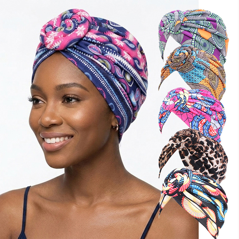 European and American popular swirl flower turban hat