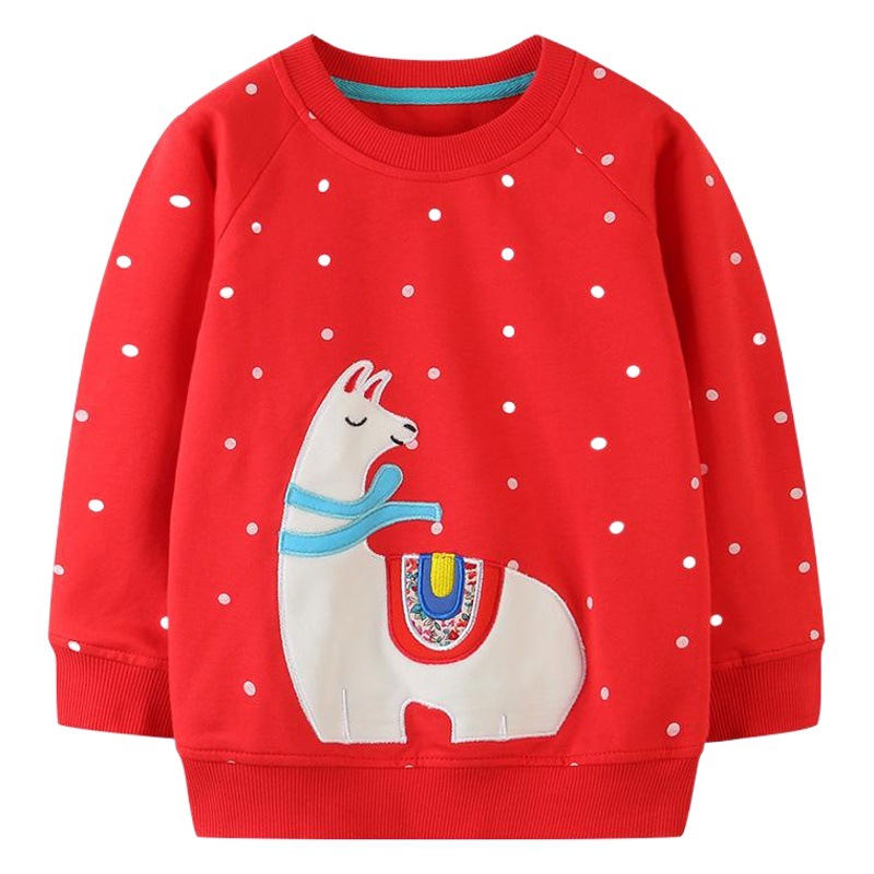 Sudadera de manga larga para niñas estilo europeo y americano, nuevo producto de otoño, suéter de felpa con cuello redondo y bordado, moderno para niñas.