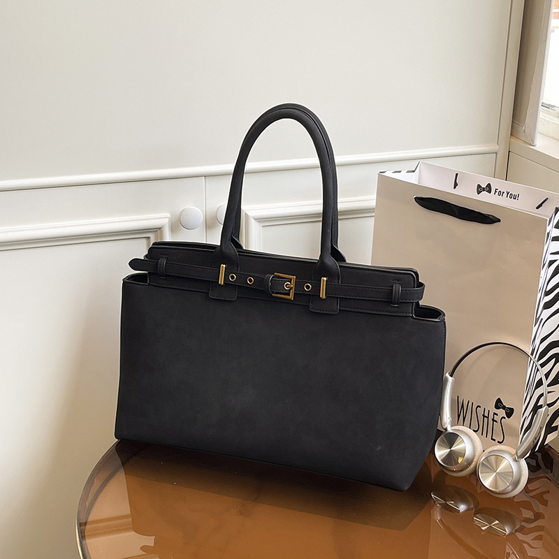 跨境女士手提包女大容量2025秋冬新款磨砂复古单肩托特包handbag|undefined