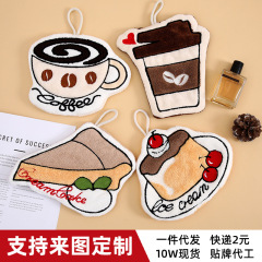 朝食シリーズのハンドタオル、キッチンやバスルームに吊るせる吸水速乾の小さなタオル、刺繍も可能です。