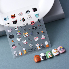 Edible Fish Cat New Technology 5D Nail Stickers with Japanese and Korean Cute Style Engraved Cat Paw Nail Decals Wholesale Mix Order