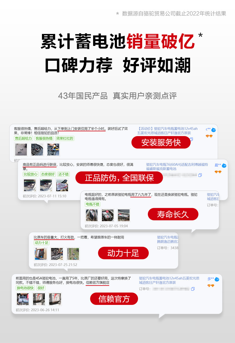 Suitable for Camel Car Battery Other 2V45Ah Wuling Hongguang Changan Civic Baojun Sylphy Official