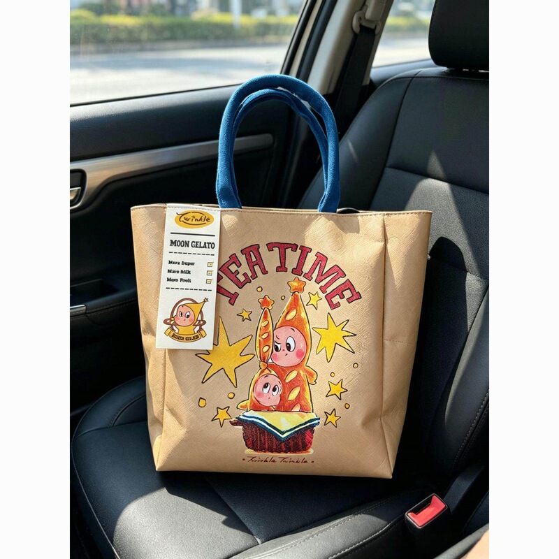 Cartoon Star-Shaped Handbag for Women, Large Capacity Waterproof Canvas Bag, Student Lunch Bag, Cute Tea Break Style Tote Bag Cartoon Star-Shaped Handbag for Women, Large Capacity Waterproof Canvas Bag, Student Lunch Bag, Cute Tea Break Style Tote Bag