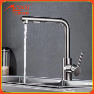 Cross-Border 304 Stainless Steel Pull-Out Faucet Kitchen Hot and Cold Universal Telescopic Sink Basin Laundry Pool Sink Faucet