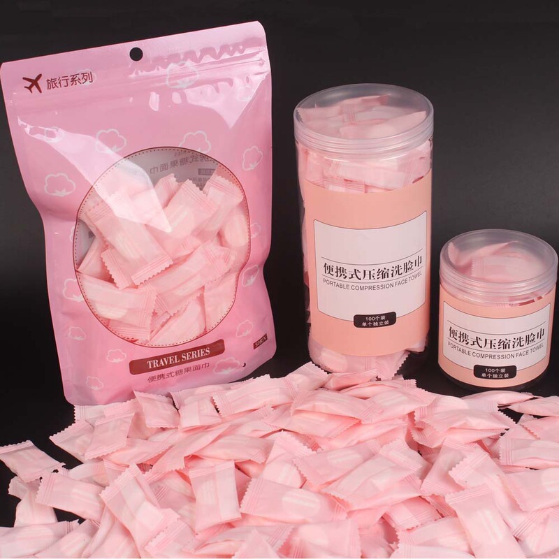 Pure Cotton Disposable Compressed Towel Portable Face Cleansing Towel Compressed Towel Small Size Wet Wipes Individually Packaged