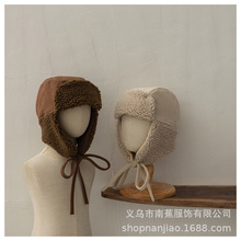 韩国儿童雷锋帽冬季男童加绒保暖飞行帽女童复古灯芯绒滑雪护耳帽