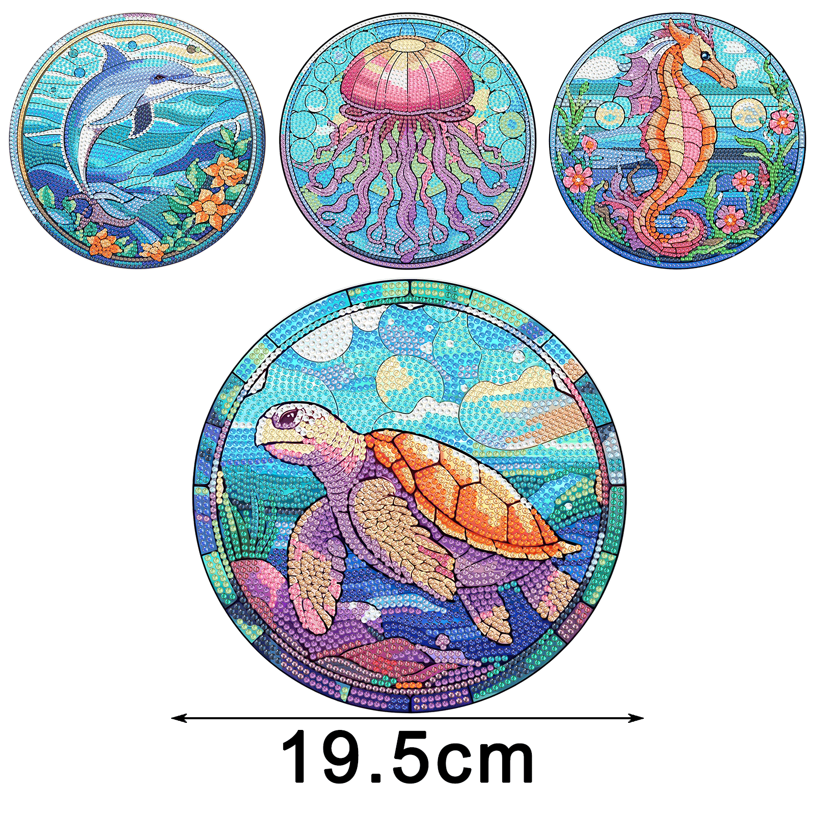 Accesorios para pintura de diamantes, juego de cuatro manteles individuales acrílicos DIY, decoraciones creativas de mandala y flores para restaurantes, disponibles para distribución.