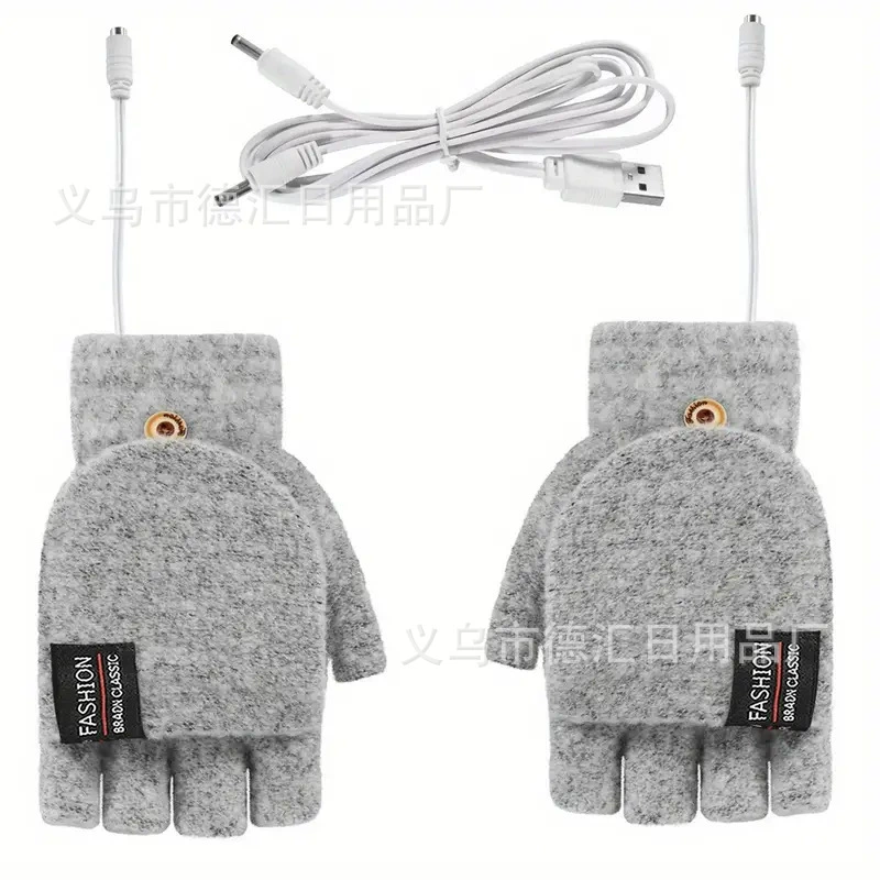Трансграничные USB-откидные перчатки теплые двухсторонние перчатки с подогревом полупалец сенсорный экран теплые раскладушки зимние подогрев