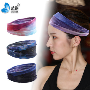 Sports Star Headband Elastic Hair Band Running Yoga Bundle Printing Sweat Guide Headwear Tennis Antisweat Band Headband Cross Border