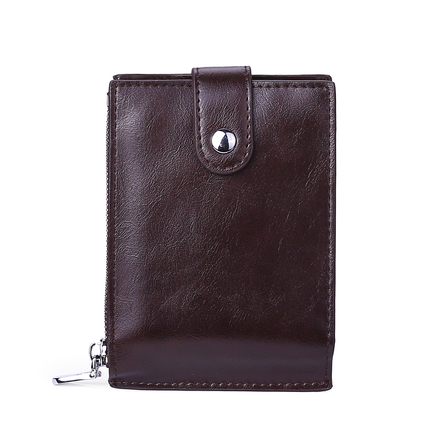 Cartera de cuero suave transfronteriza, cartera de cuero de caballo loco, cartera de dinero retrógrado, cartera de cambio horizontal con botón, cartera de pick-up suave