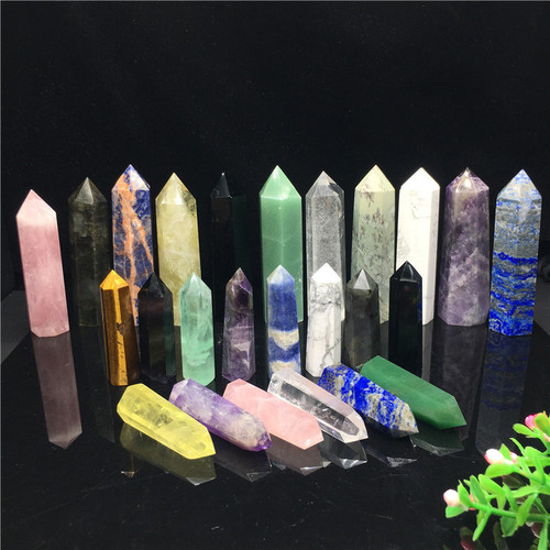 Natural crystal hexagonal prism single-pointed crystal column standard multi-material semi-precious crystal column ornaments wholesale
