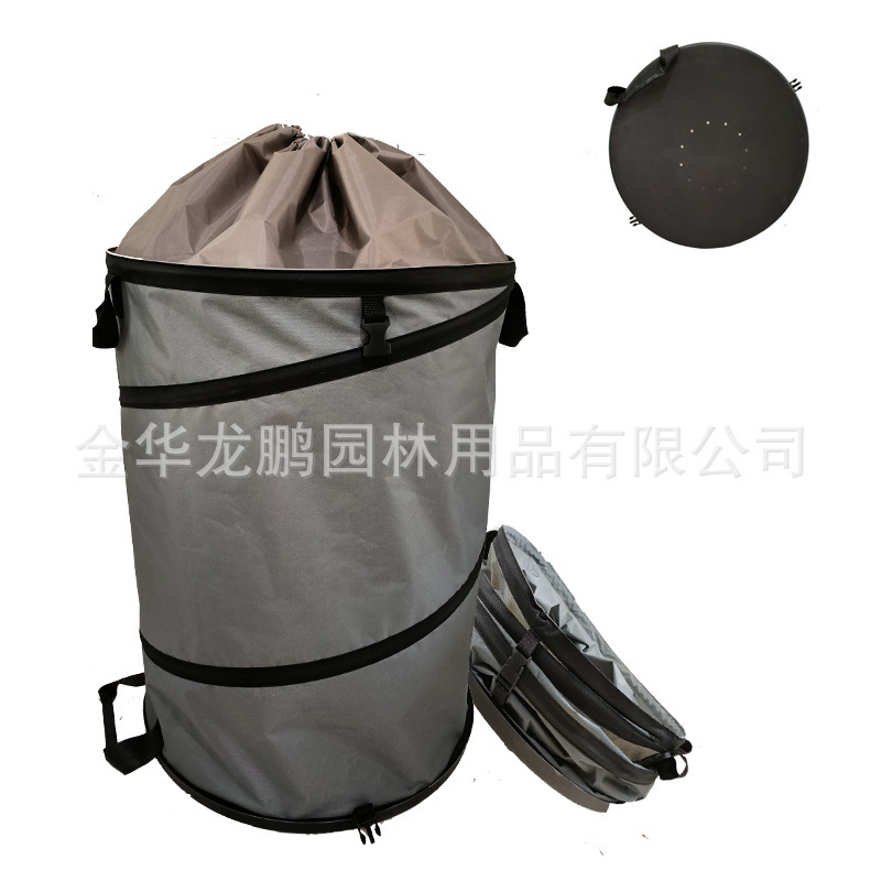 Factory Customized Foldableable Lawn Leaf Bag Pop-Up Trash Can Outdoor Hard Shell Bottom Garden Garbage Bag