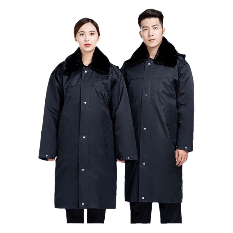 Multi-functional coat long security cotton-padded jacket overalls cold-proof clothing hooded reflective cotton-padded mid-length cold-proof clothing