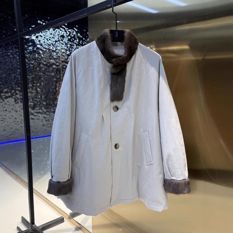 New Popular 2025 Coat Style Fur Stand Collar Women's Windbreaker Thickeneded Goose down Mink Collar Mid-Length Parka