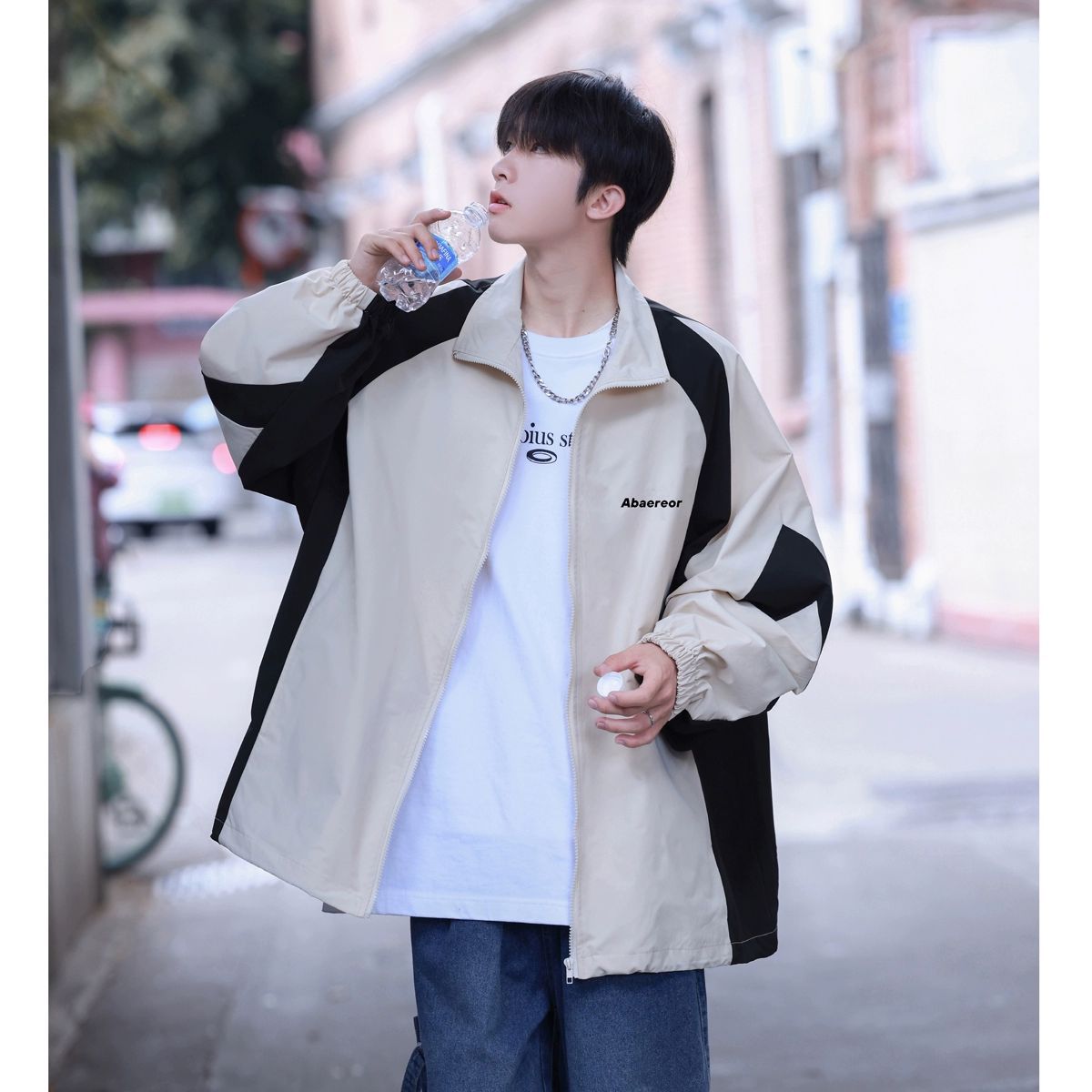 Chaqueta de cuello alto de estilo americano para hombres otoño 2023 nueva chaqueta deportiva de protección solar funcional de ocio al aire libre