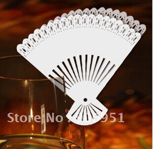 Exquisite wedding fan wine glass card British style wine glass card DIY paper card seat card table card 12 pieces