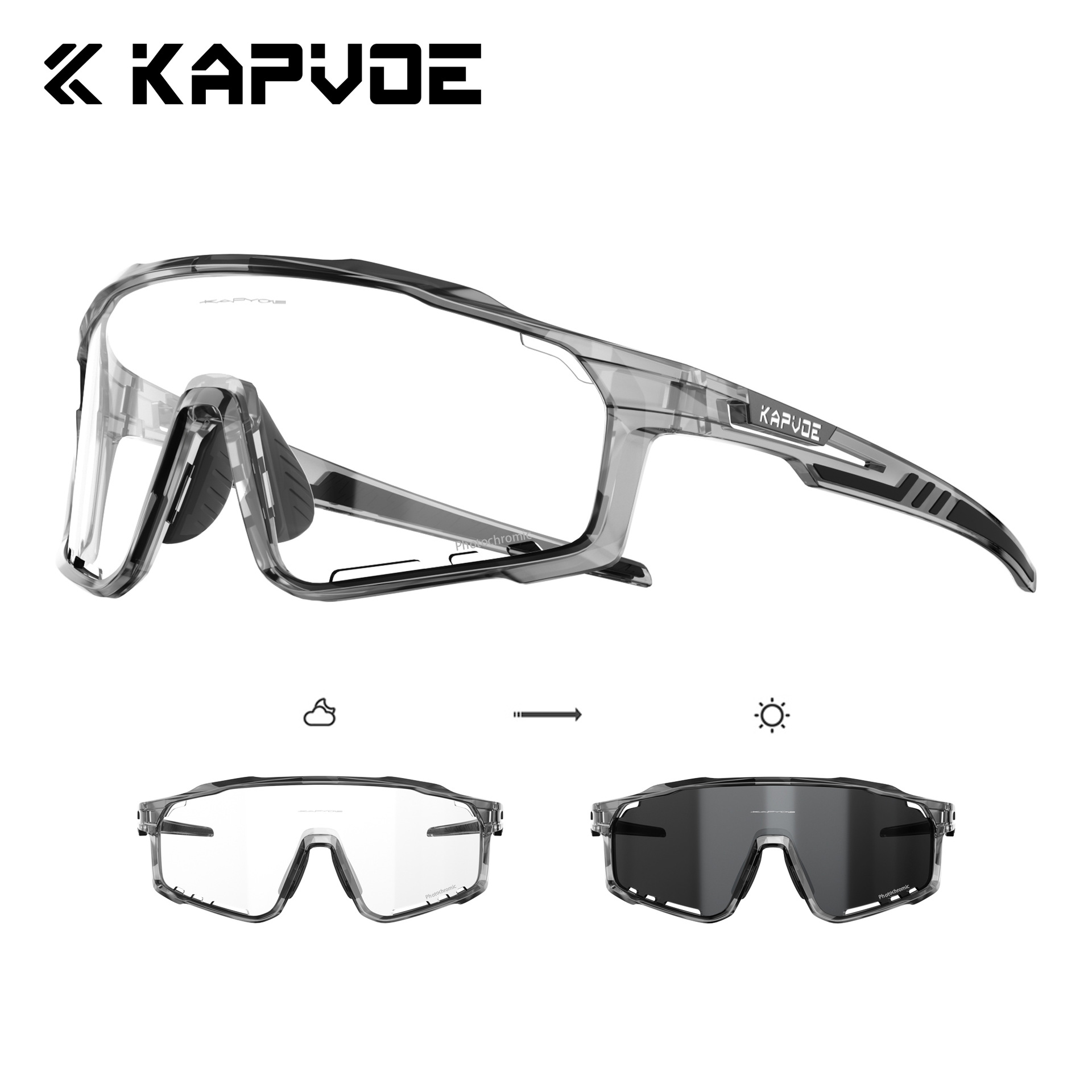 Gafas Fotocromáticas Profesionales de Ciclismo de TR90, Cortavientos, Apto para Miopía, para Ciclismo