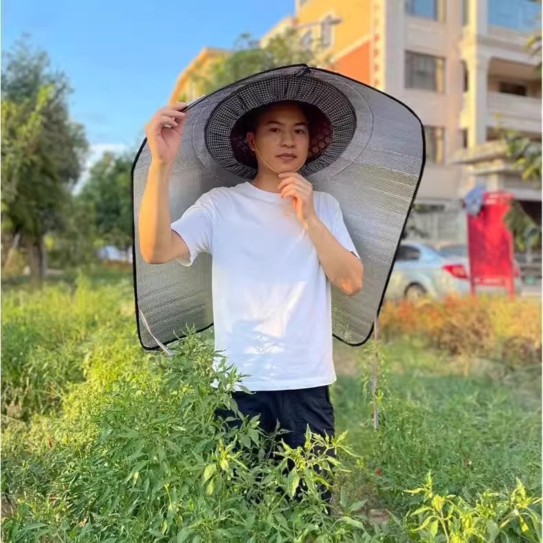 帽子披风一体防晒尖顶帽套隔热摘茉莉花茶斗笠防雨遮阳插秧干农活-阿里巴巴