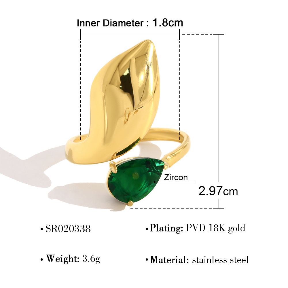 European And American Style Irregular Simple Versatile Ring Inlaid With Emerald Zircon, Vintage Women's Ring,_voghion.com