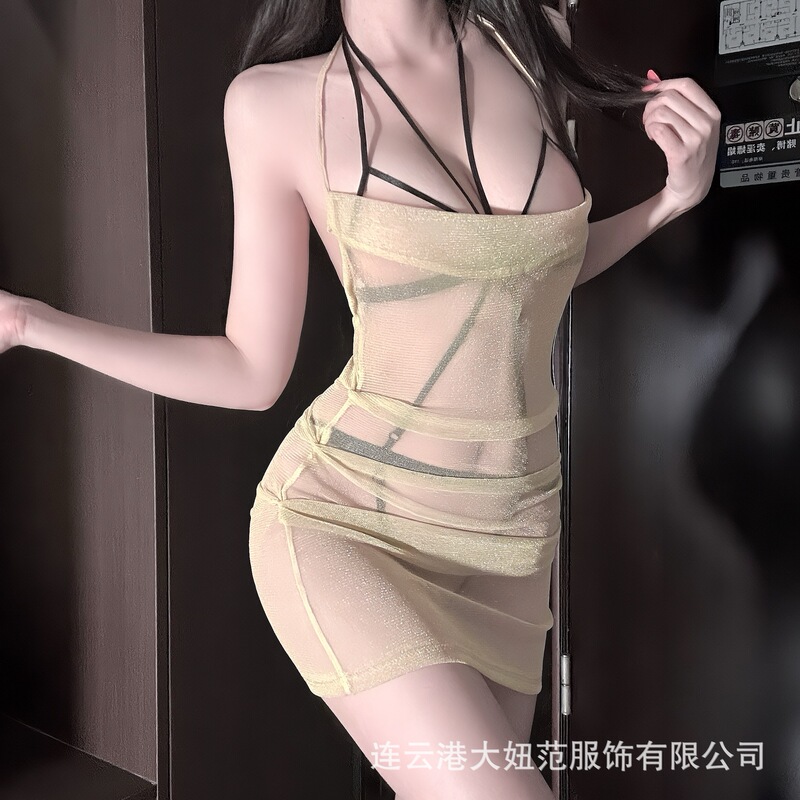 Original Design by Big Girl Fan: Sexy See-Through Bodycon Nightgown with Mesh Set for Women, Pure Desire and High-End Feel Original Design by Big Girl Fan: Sexy See-Through Bodycon Nightgown with Mesh Set for Women, Pure Desire and High-End Feel