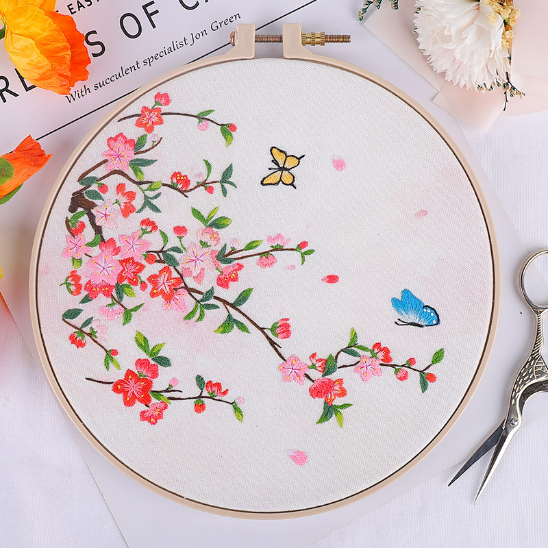 Suzhou bordado de seda bordado hecho a mano bricolaje producción principiante material paquete estilo antiguo ventilador redondo blanco estilo europeo