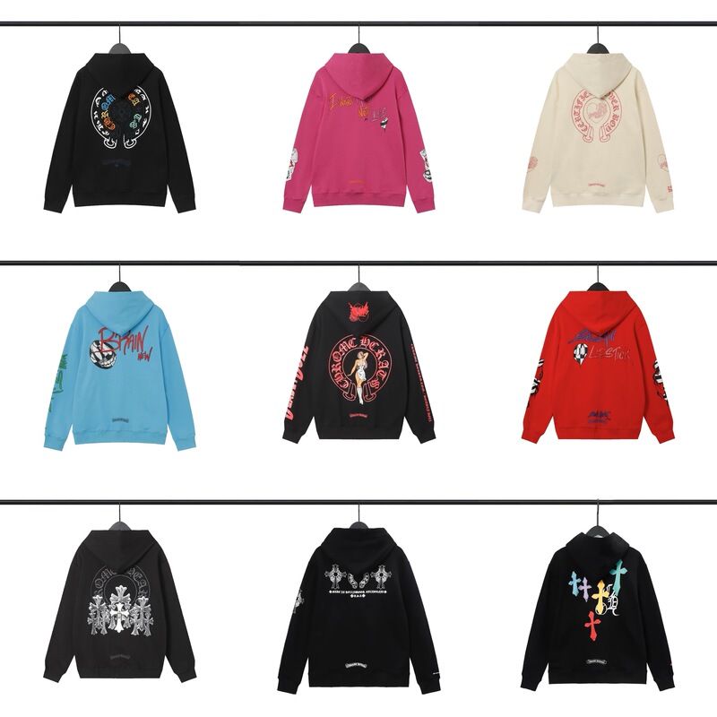 Chrome Heart New Style High-Quality Embroidered Printed European and American Street Hooded Sweatshirt Factory for Men and Women Chrome Heart New Style High-Quality Embroidered Printed European and American Street Hooded Sweatshirt Factory for Men and Women
