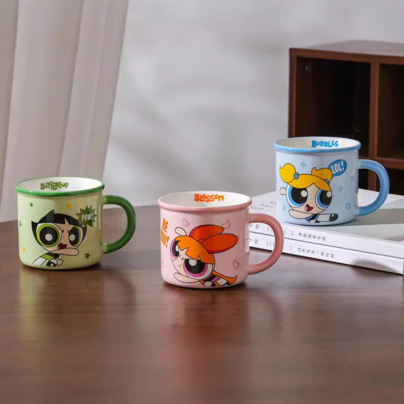 Copia de cerámica auténtica, hermosa taza de regalo de dibujos animados, taza de agua de esmalte doméstica de alto valor facial