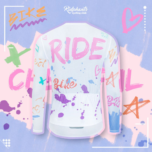Graffiti Elements Autumn and Winter Cycling Clothing Cotton Jacket Milk Silk Fleece Long Sleeve Men's and Women's Cycling Clothing Cycling Warmth