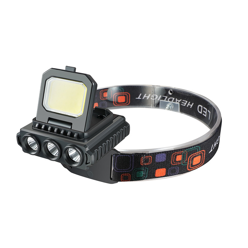 Transfronterizos multifuncional fuerte cabeza calva al aire libre mini led + cob hogar portátil recargable antorcha auricular al por mayor