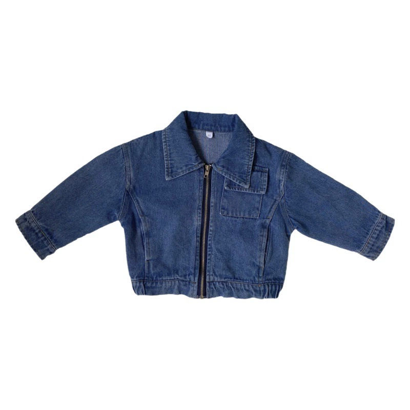 GL-Kids Корейская Осенняя новая детская Тяжелая промышленная Мягкая джинсовая куртка на молнии Модная инструментальная куртка для мальчиков и девочек