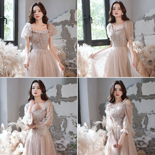 Wedding bridesmaid dresses Prom party formal Evening dresses singers stage performance gown for women girls niche sisters group show skinny senior female long dress