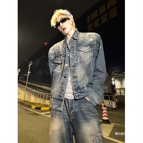 Heavy-Duty Rhinestone-Studded Sequin Denim Jacket with Diamond Embellishments 8883 Special 93 Denim Pants 8883 Special 70 Heavy-Duty Rhinestone-Studded Sequin Denim Jacket with Diamond Embellishments 8883 Special 93 Denim Pants 8883 Special 70