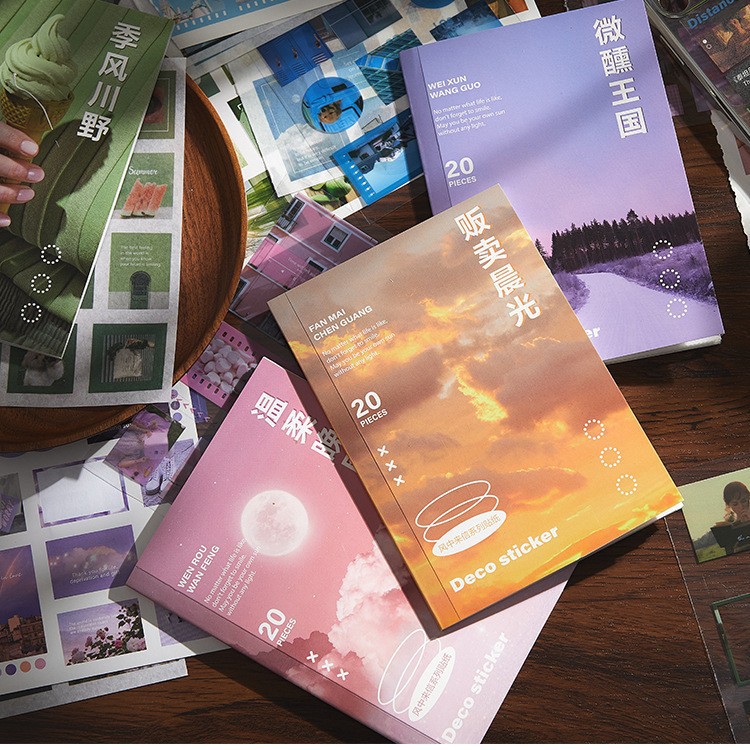 Cuaderno de pegatinas PET transfronterizas collage gratuito INS diario de paisaje de viaje retro cuentas de mano DIY material de decoración collage