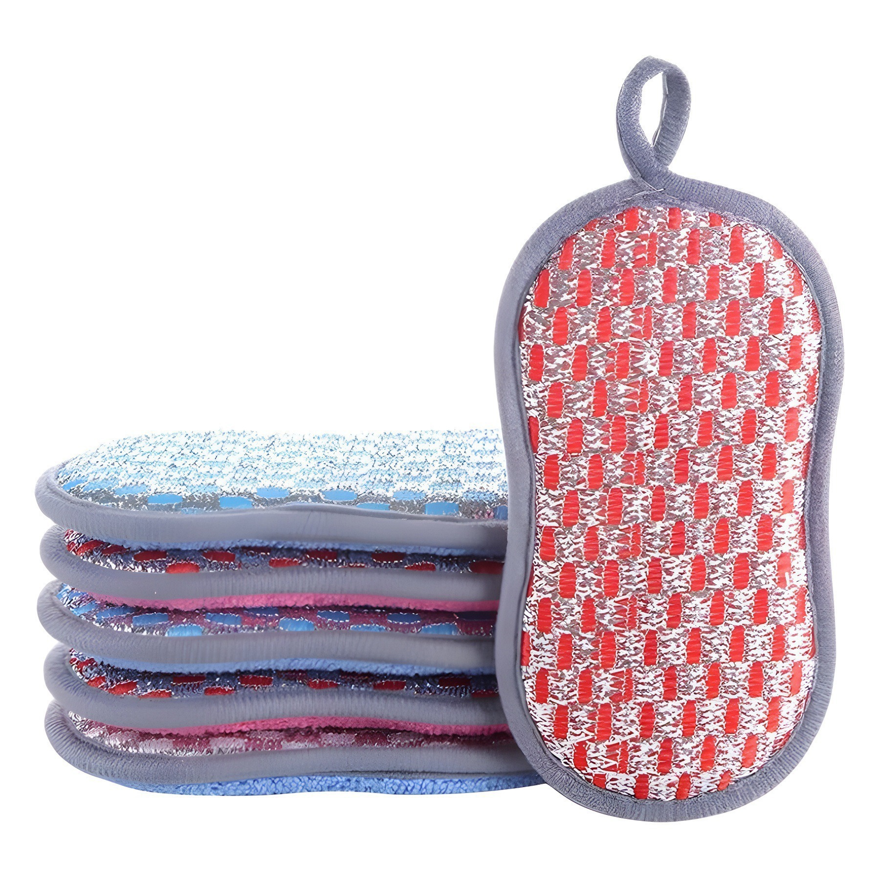 Fibra de doble cara lavavajillas esponja de cocina cepillo de olla artefacto para eliminar el aceite no dañar la olla puede colgar paño limpio image 5