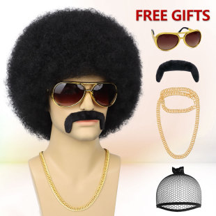 Cross-border in stock! in stock and fast delivery! Disco afro wig rock african explosive head small roll chemical fiber wig