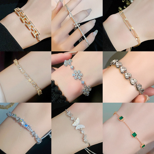 Zircon flower bracelet female internet celebrity bracelet student best friend Korean simple ins niche design personalized hand jewelry