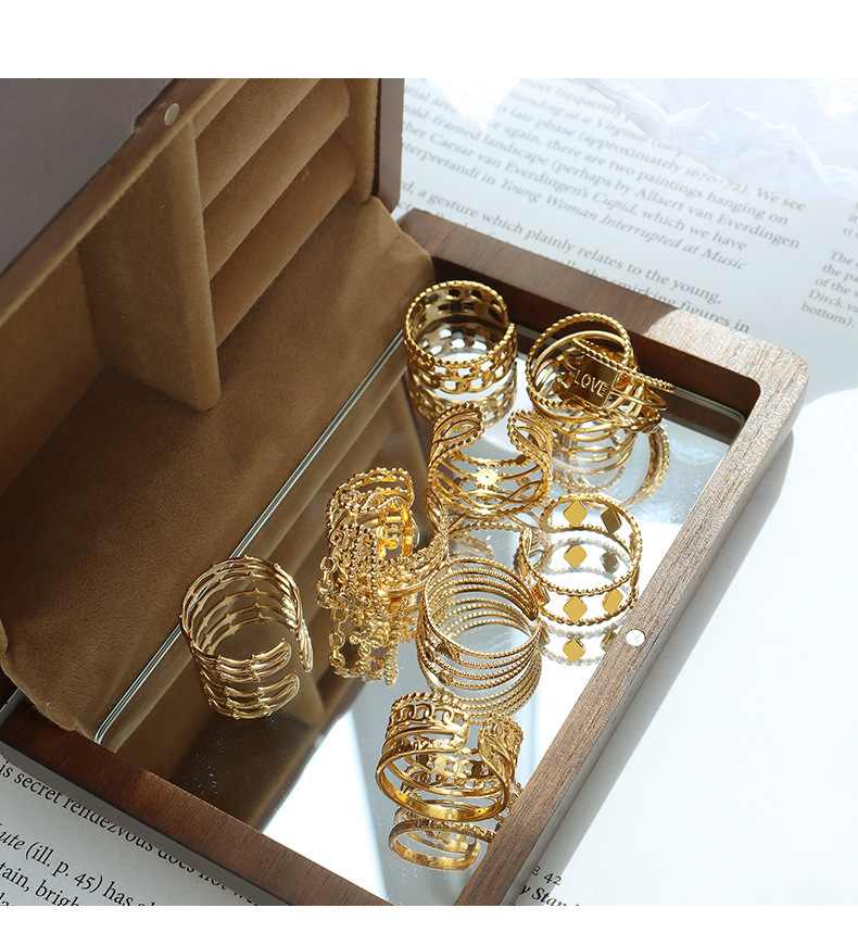 Fashion Letter Titanium Steel Open Ring Plating Stainless Steel Rings