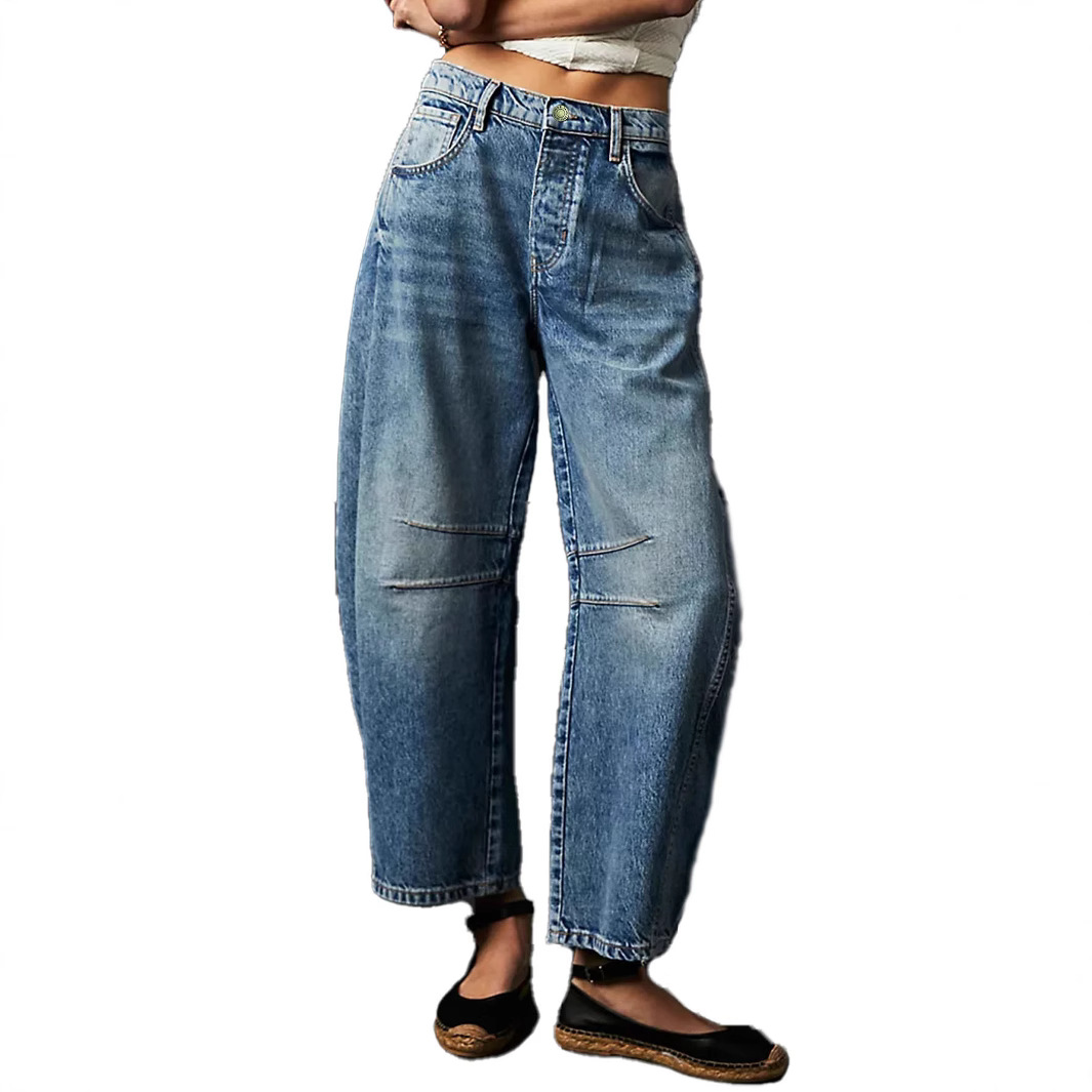 2023 New Cross-Border European And American Hot-Selling Fashion Casual Wide-Leg Loose Jeans For Women Mid-Low Waist_ecoleips.com