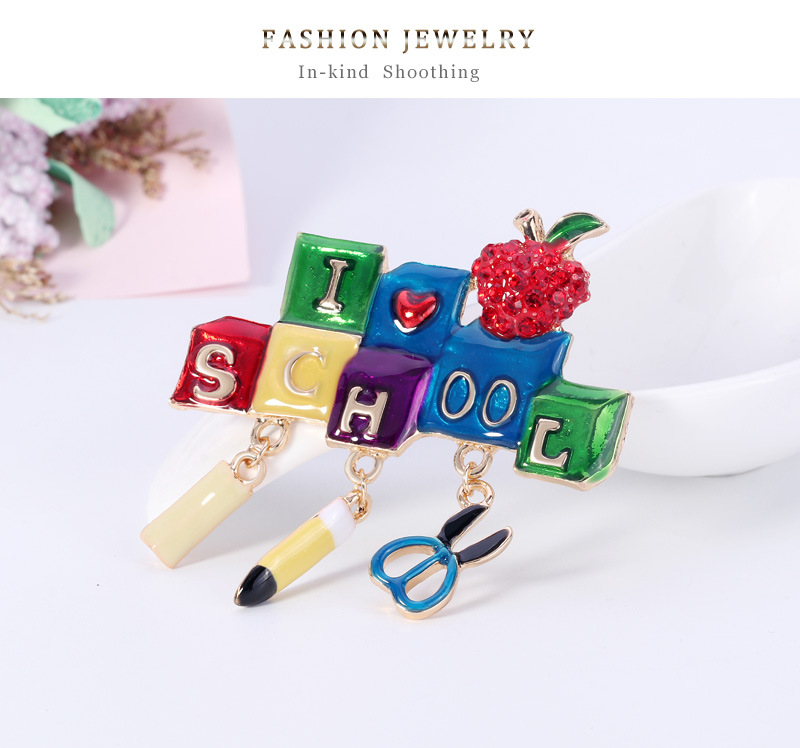 Korean Alloy Rhinestone Letter Brooch Wholesale display picture 2