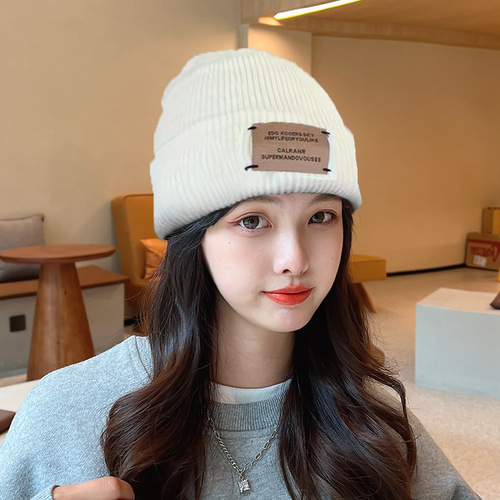 Hats Trendy Retro Patchwork Couple Knitted Hat Women's Autumn and Winter Big Headband Warm Korean Style Ins Earflap Knit Cap 