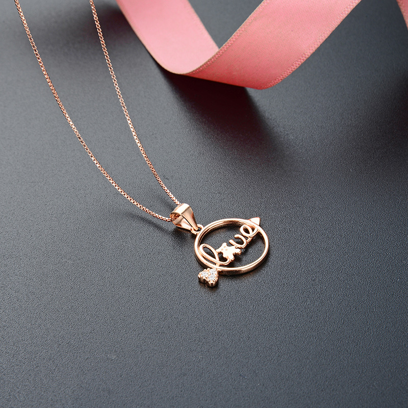 Transfronterizo Amazon inswind 925 plata esterlina lindo collar de letras de oso mujer moda ligera lujo colgante de amor