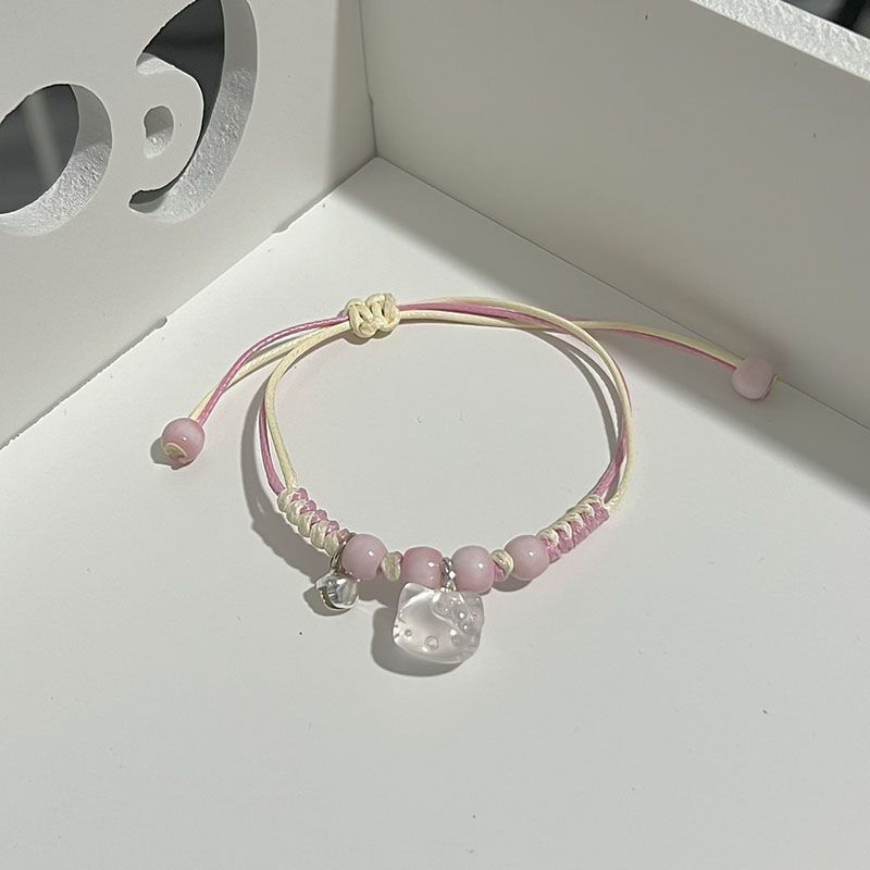 HelloKitty hand-woven blue bracelet niche cute student girlfriends gift Hello Kitty adjustable HelloKitty hand-woven blue bracelet niche cute student girlfriends gift Hello Kitty adjustable