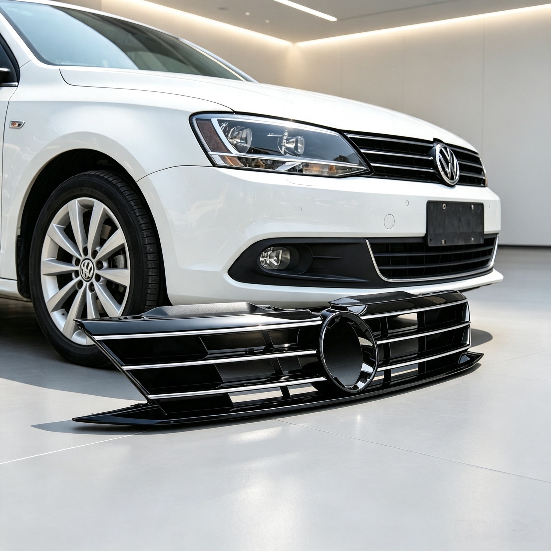 Front bumper upper grille compatible with Volkswagen Jetta MK6 2015-2017, grille replacement part, 1 piece