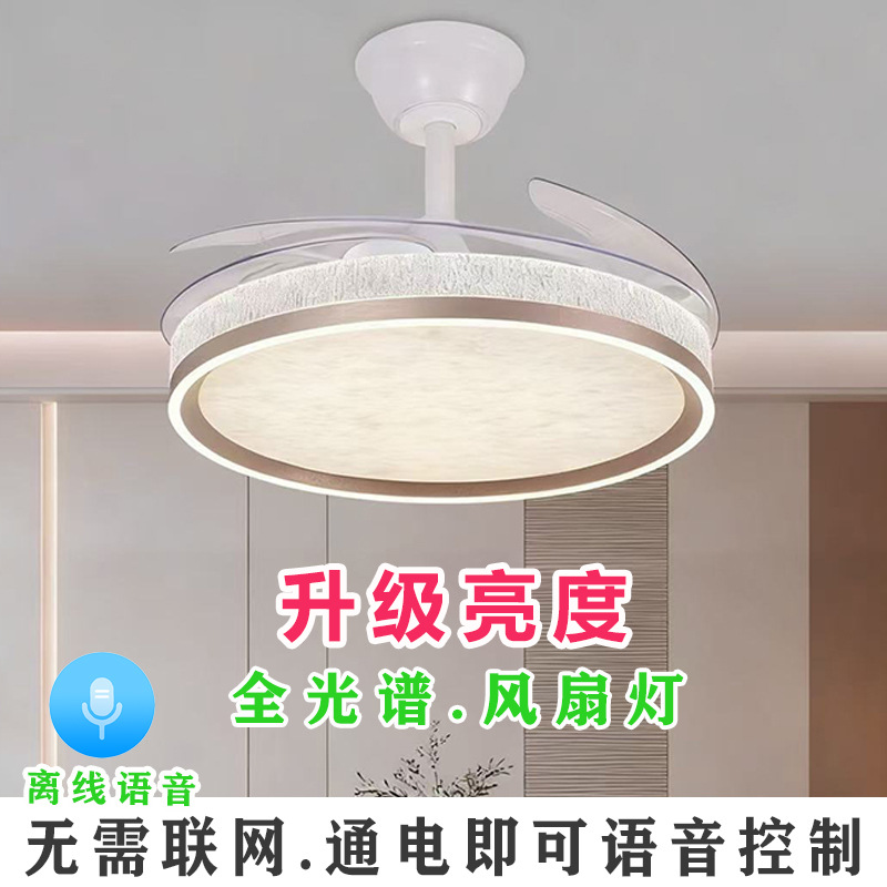 Full Spectrum Invisible Fan Lamp for Home High-End Atmospheric Restaurant Variable Frequency Electric Fan All-Copper Motor Integrated Ceiling Fan Lamp