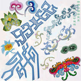 新款民族风刺绣布贴补丁贴绣花贴绣片演出艺术服饰熨烫贴荷花辅料