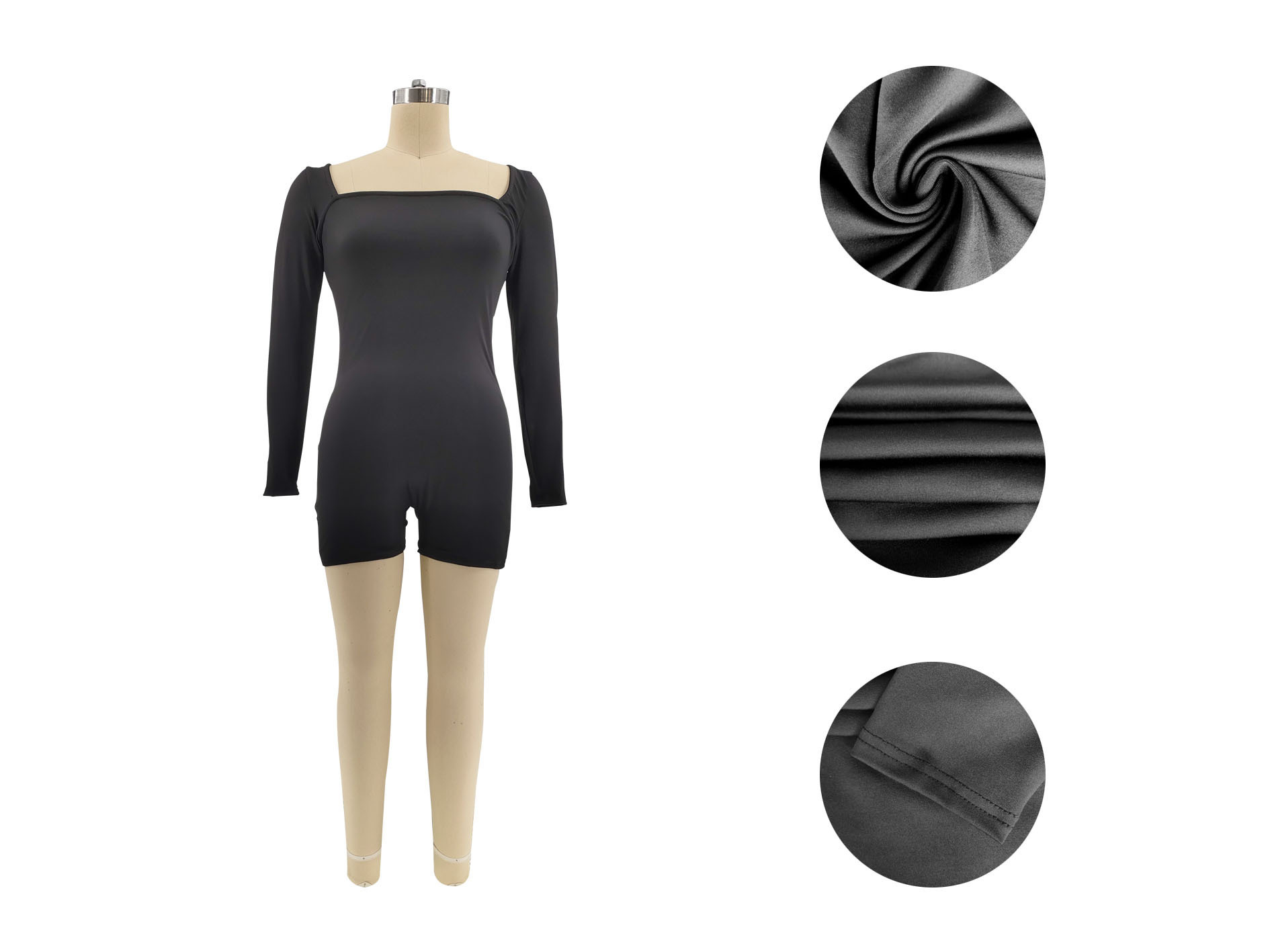 Women Clothing Pure Black Dress Women Jumpsuit Thick
