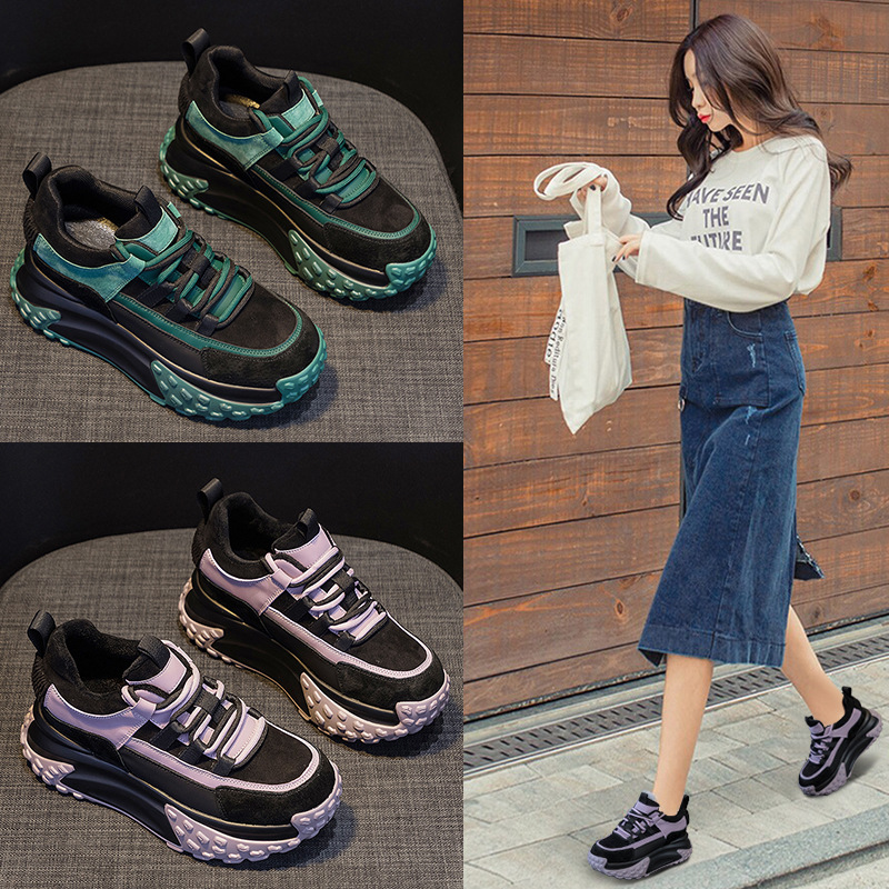 Fleece-lined Full-leather Dad For Women, 2026 Winter New Model, Thick-soled Sneakers, Casual, Fashionable, Versatile_vogvips.com