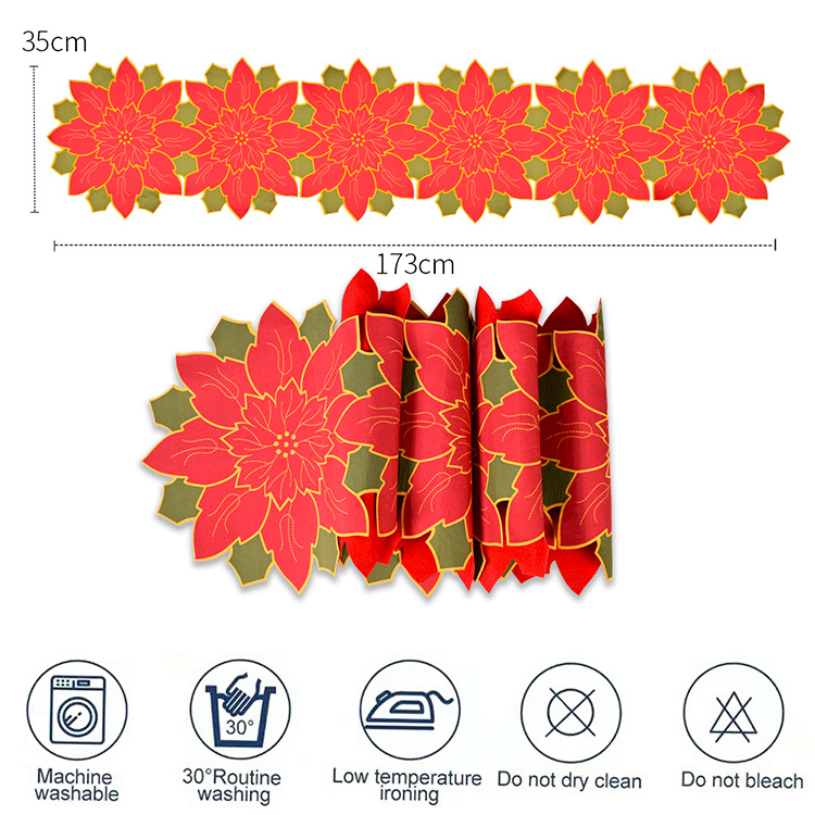Christmas Decoration Christmas Flower Table Runner Christmas Restaurant Decoration Home Furnishing Tablecloth display picture 1